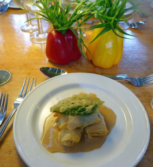 Friday Supper Langustines and Haddock in filo.