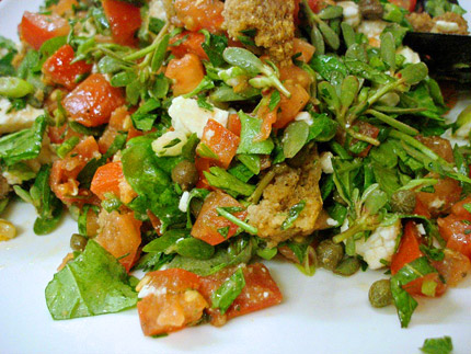 Paximadia Salad with Tomatoes, Feta and Capers - Aglaia's Table οn Kea ...